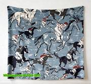 Hermes Vintage Equestrian Horse Racing Flannel Throw Blanket IMG_5275